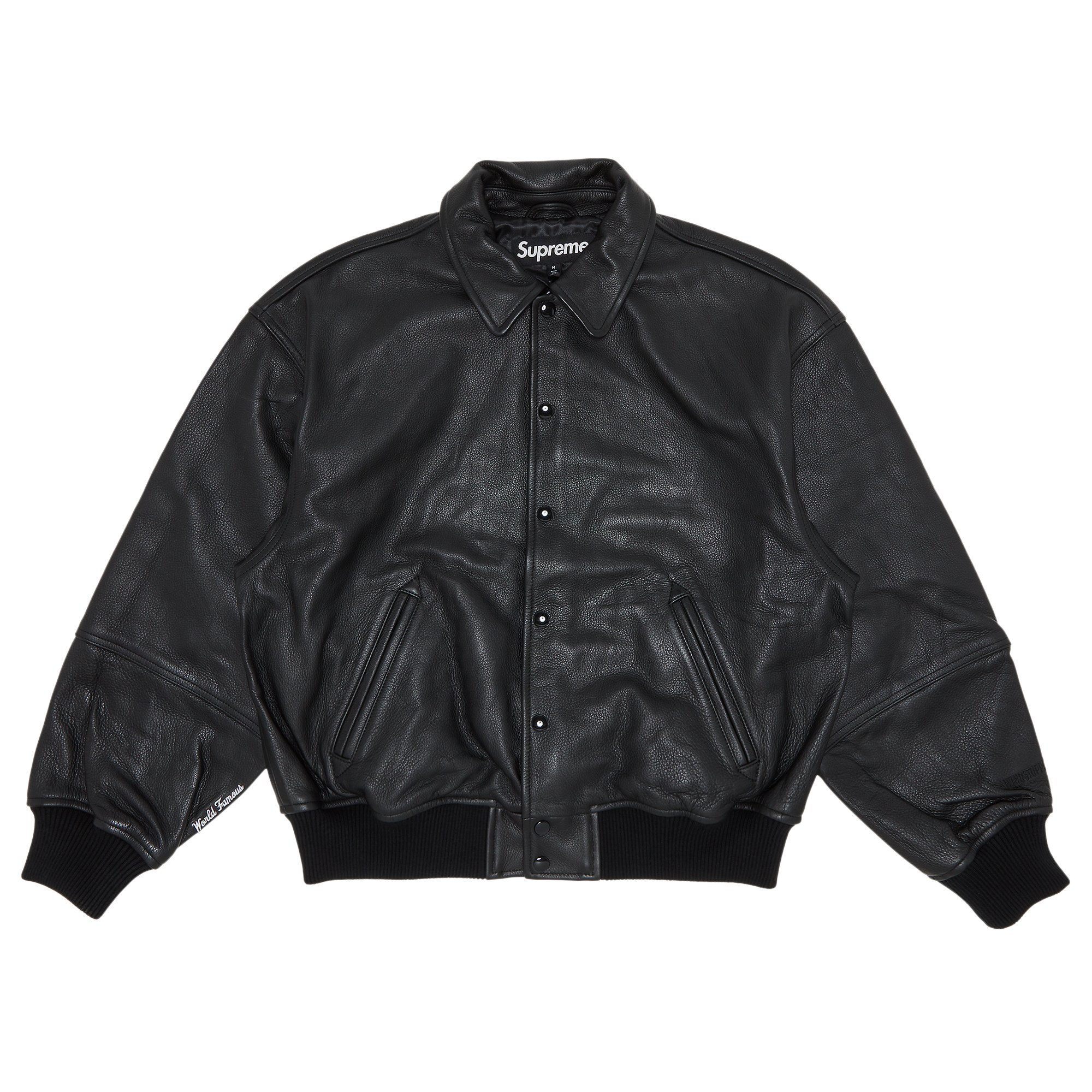 Supreme GORE-TEX Infinium WINDSTOPPER Leather Varsity Jacket 'Black'