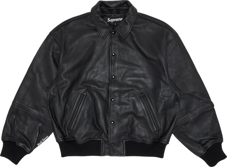 Supreme GORE-TEX Infinium WINDSTOPPER Leather Varsity Jacket 'Black'