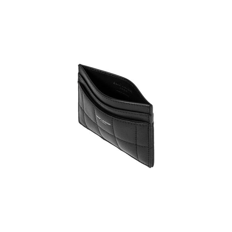 Saint Laurent Paris Quilted Card Case Black