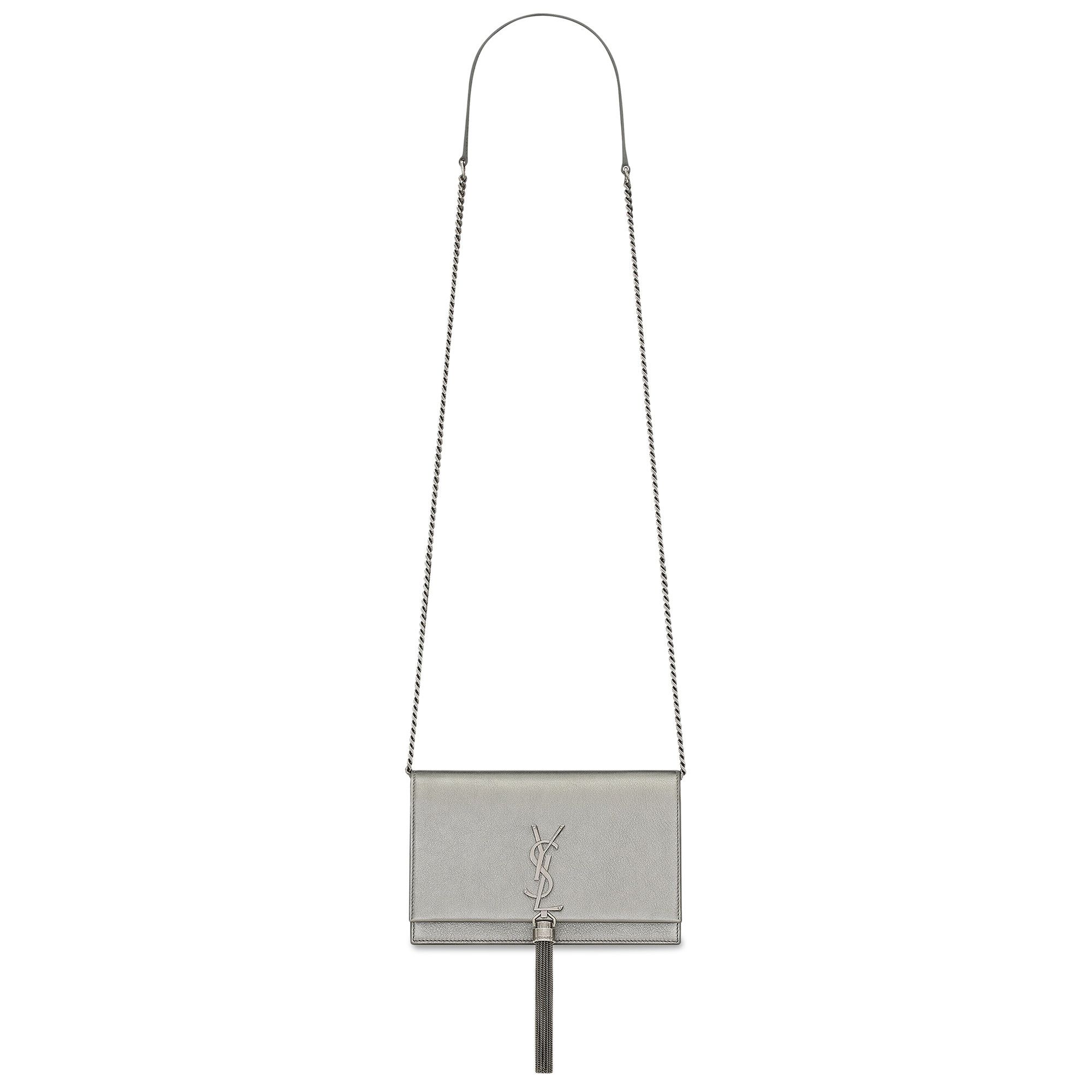 Buy Saint Laurent Kate Chain Wallet Silver Coal Black 742833