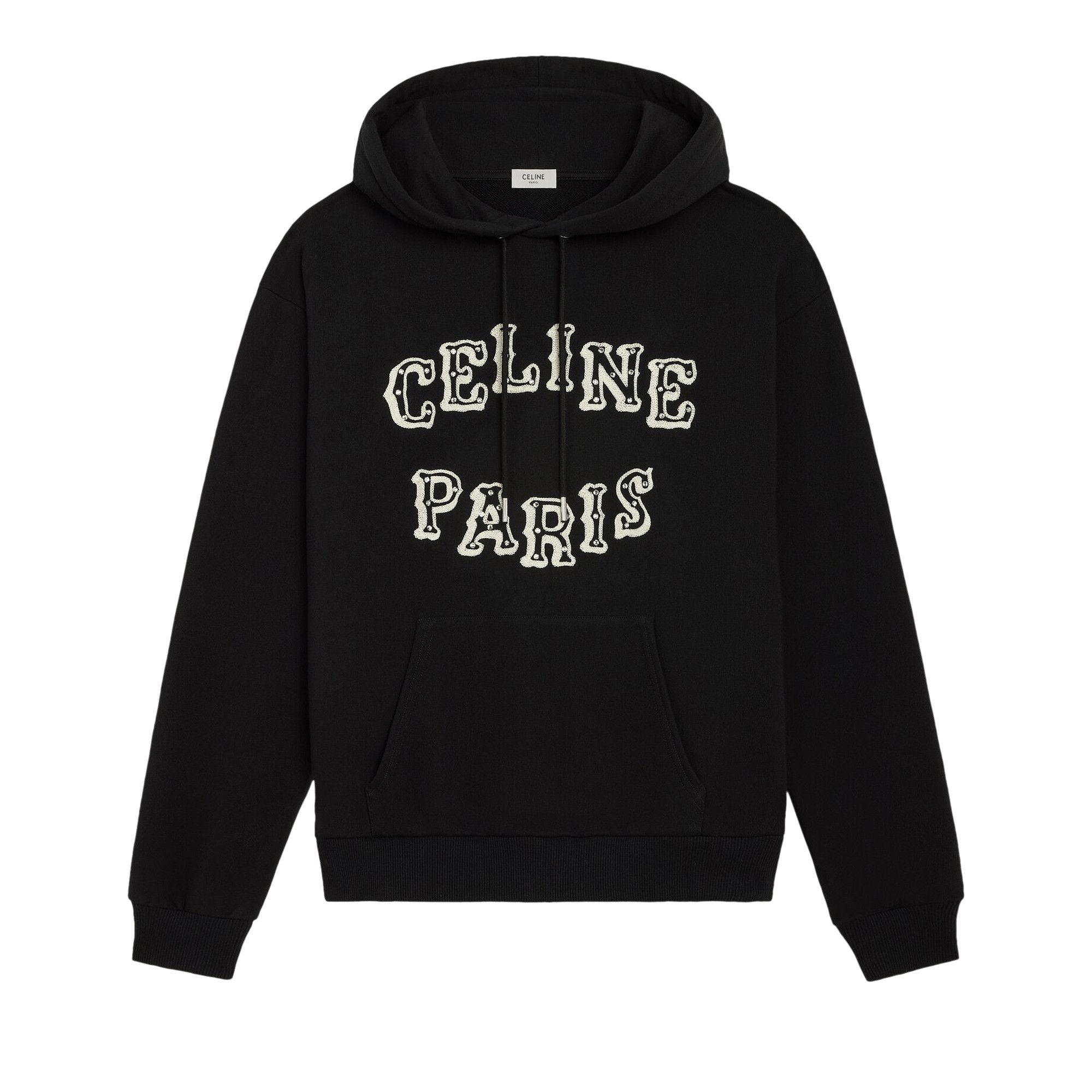 から厳選した Loose CELINE Buy Embroidered White/Crystal 'Black/Off Hoodie トップス