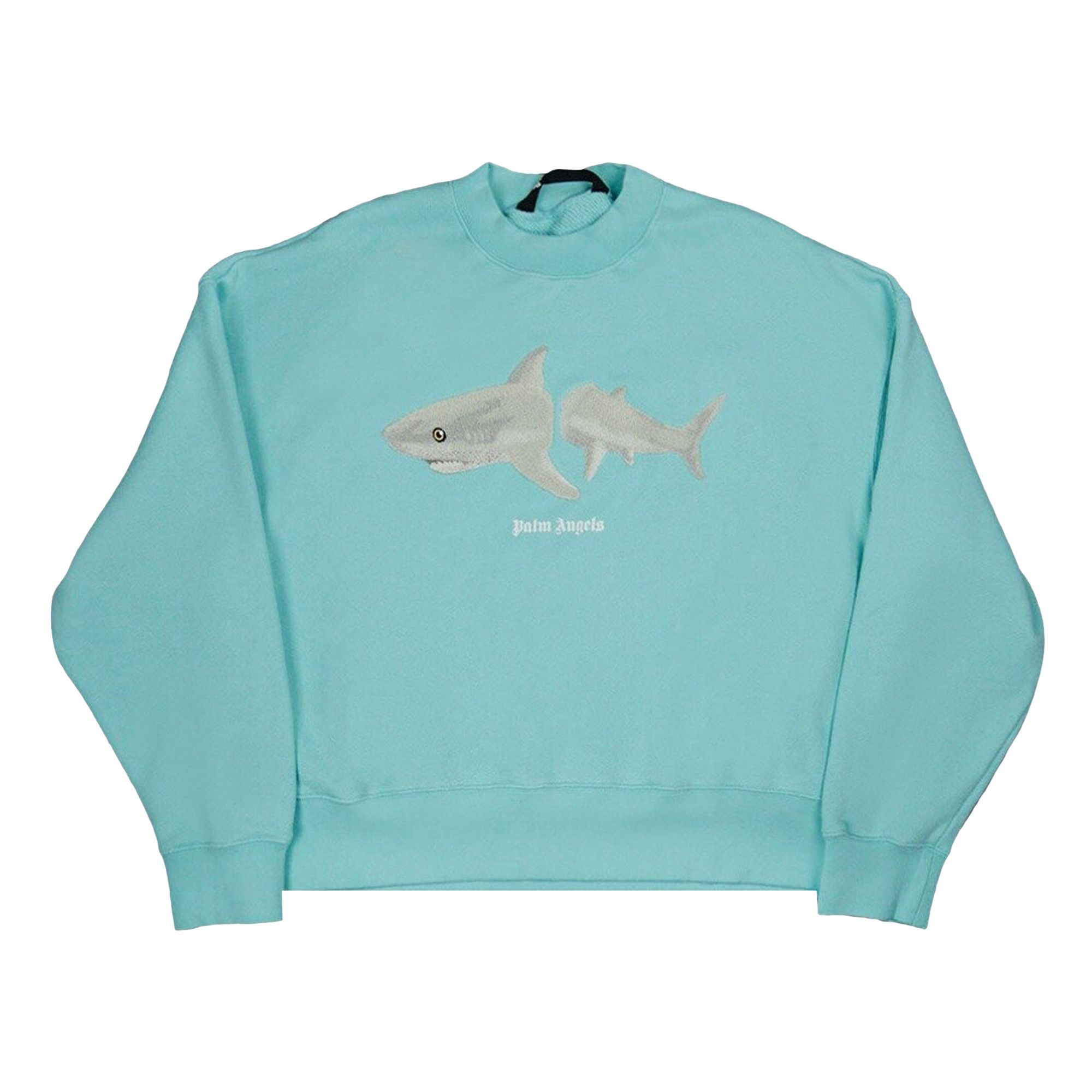 ★Palm Angels★ Shark Crewneck Man to Man Light Blue PMBA026 Buy Palm Angels White Shark Crew 'Light Blue