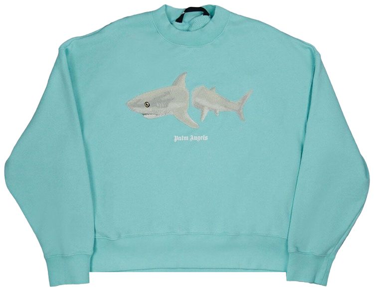 Buy Palm Angels White Shark Crew 'Light Blue