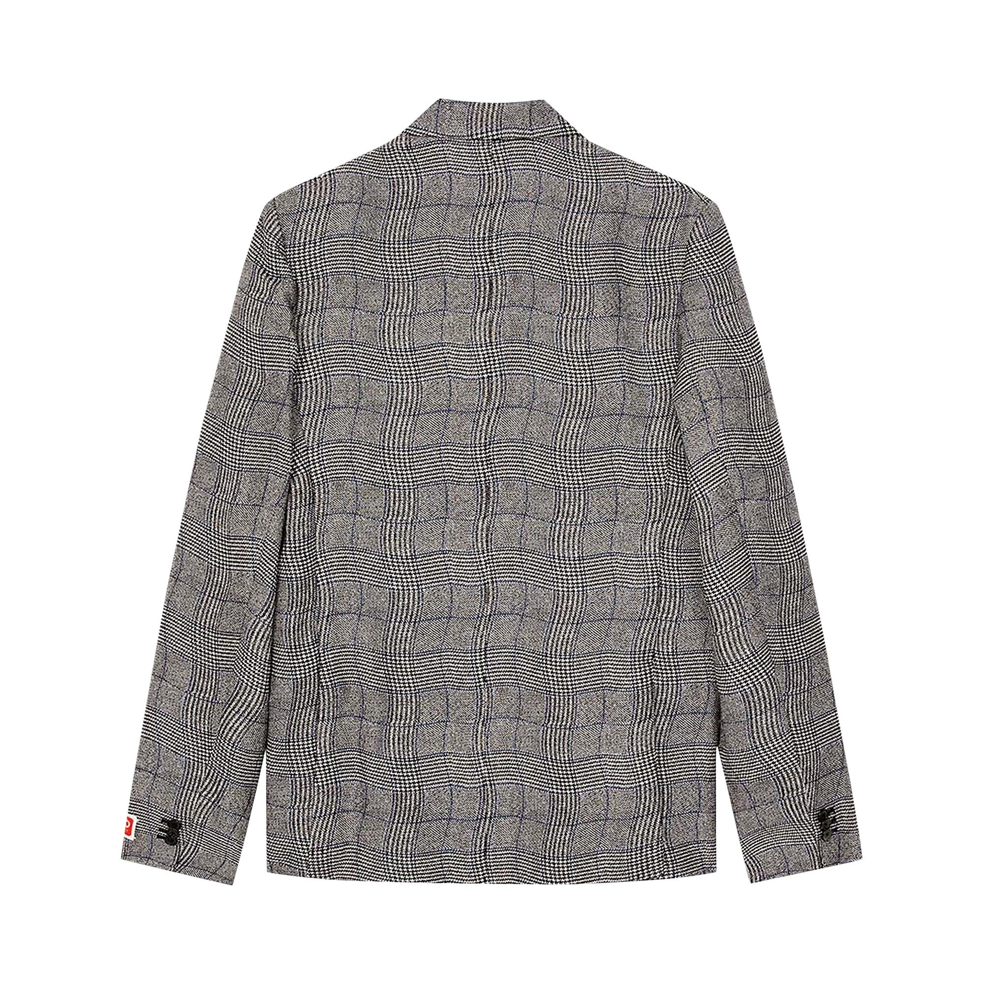商品画像：Buy Kenzo Wavy Check Double Breasted Jacket 'Dark Grey 1