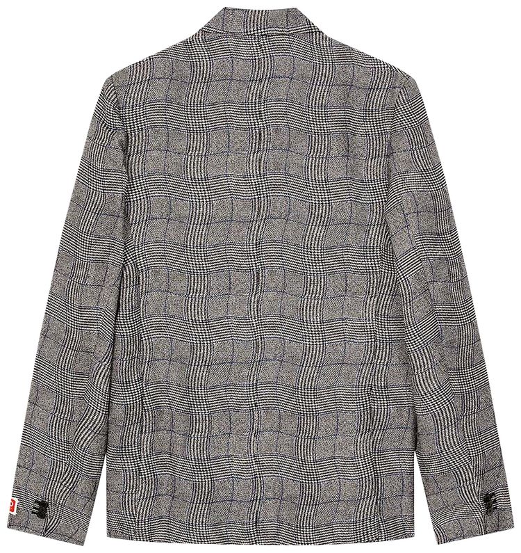 Kenzo Wavy Check Double Breasted Jacket Dark Grey