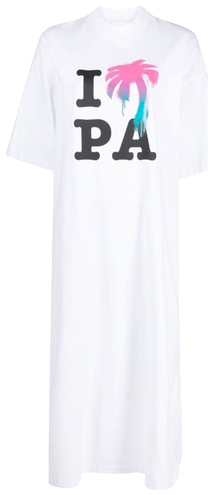 Palm Angels I Love PA T Shirt Dress WhiteMulticolor