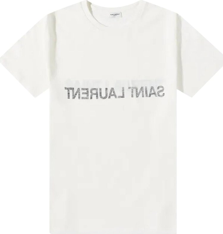 Saint Laurent Reverse Logo-Print T-Shirt 'Natural/Black'