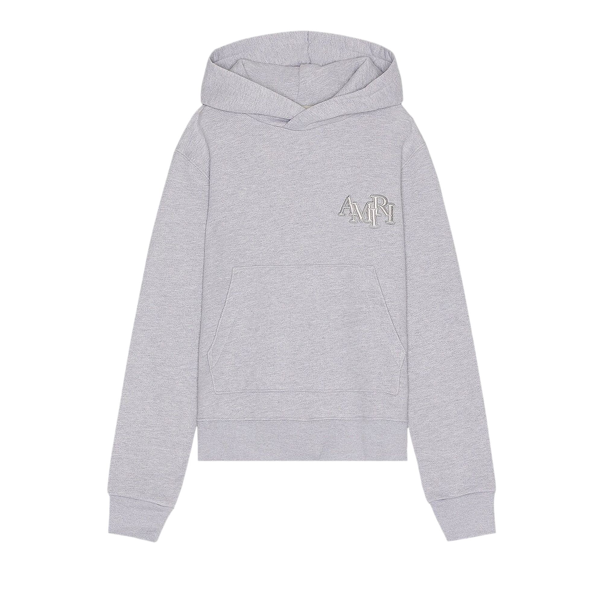 【関税込み】AMIRI グレー Staggered フーディ AMIRI Staggered Logo Hoodie Heather Grey Men's - US