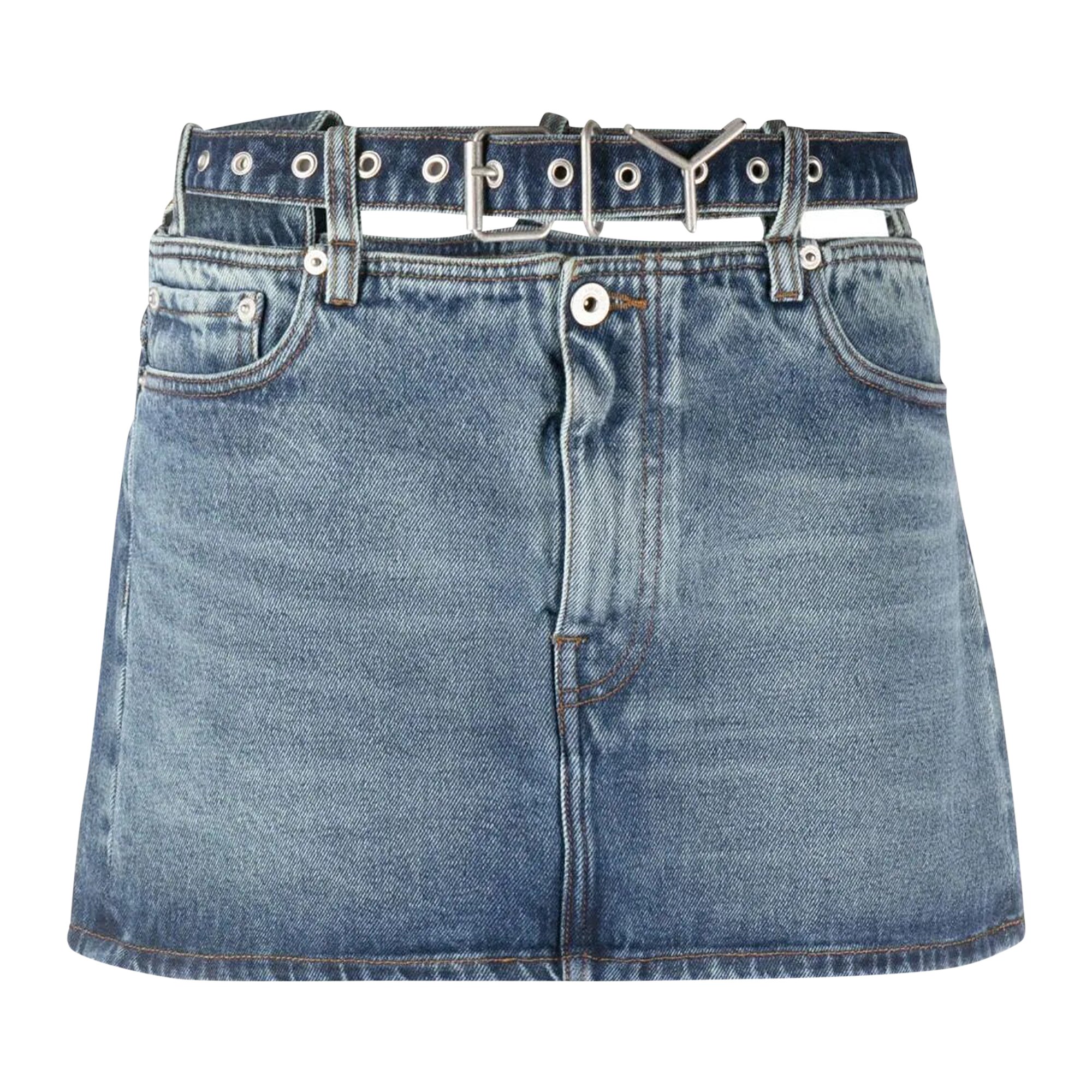 Buy Y/Project Evergreen Y Belt Denim Mini Skirt 'Evergreen/Vintage