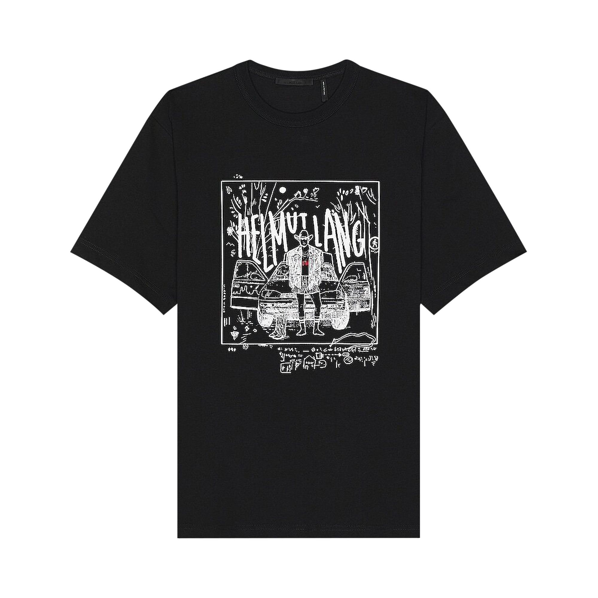 Buy Helmut Lang Scribbled Cowboy Logo Tee 'Black' - N06HM533