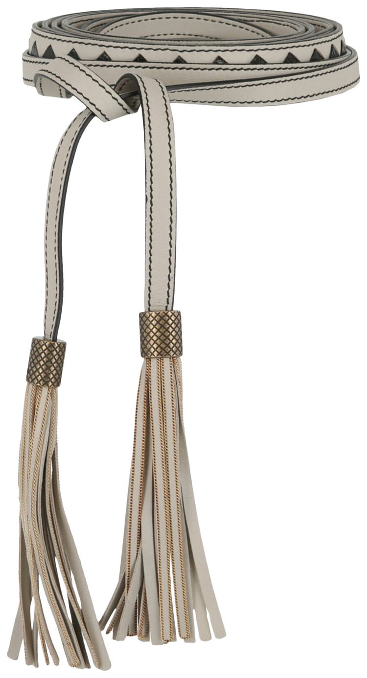 Bottega Veneta Leather Wrap Tassel Belt Cement