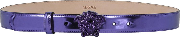 Versace Medusa Metallic Leather Belt Deep Orchid