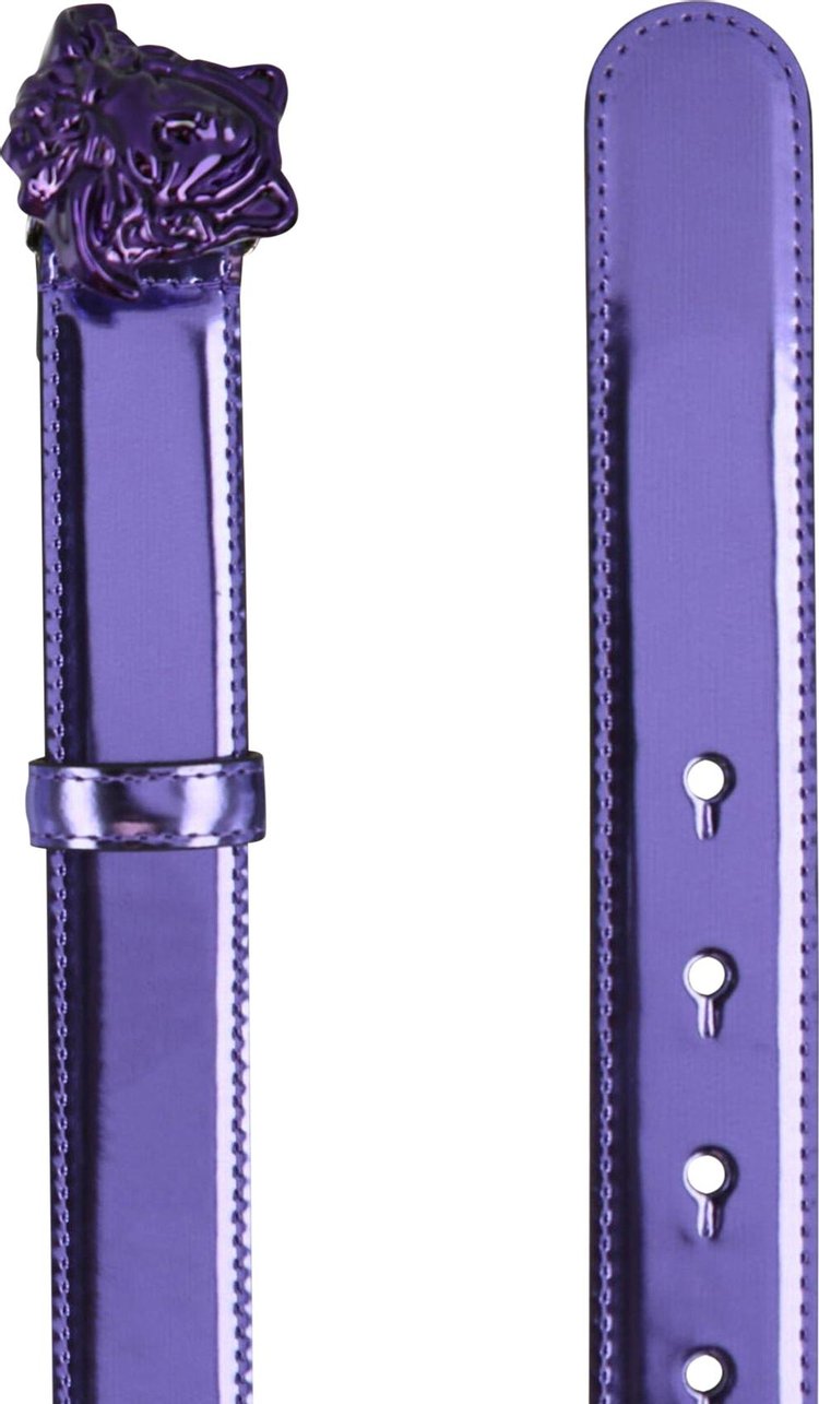 Versace Medusa Metallic Leather Belt Deep Orchid