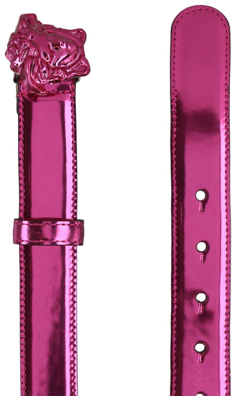 Versace Medusa Metallic Leather Belt Tropical Pink Palladium