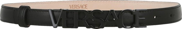 Versace Logo Thin Leather Belt 'Black'