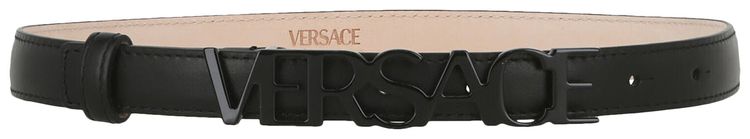 Versace Logo Thin Leather Belt Black