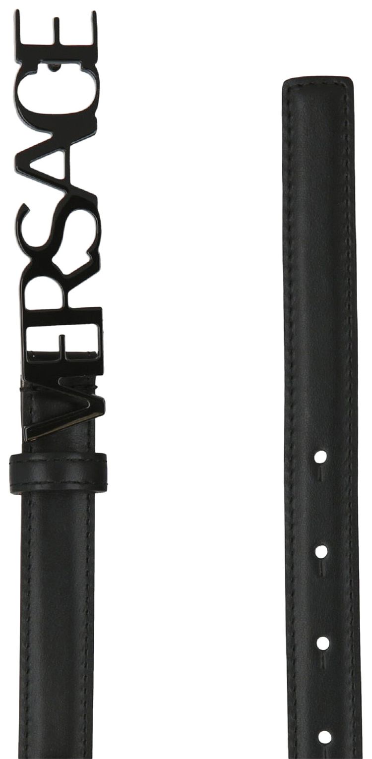 Versace Logo Thin Leather Belt Black