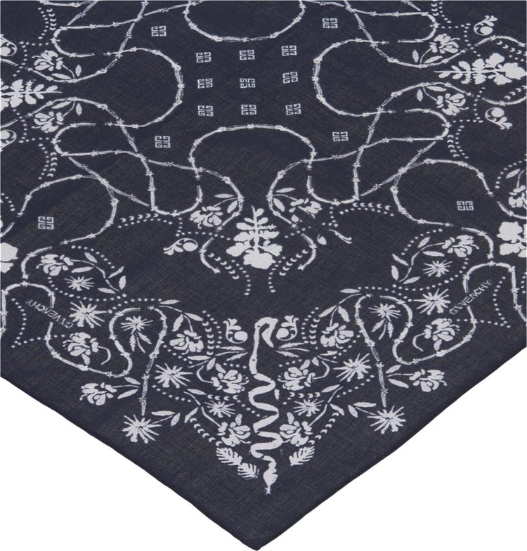 Givenchy Barbed Wire Bandana Printed Scarf Navy