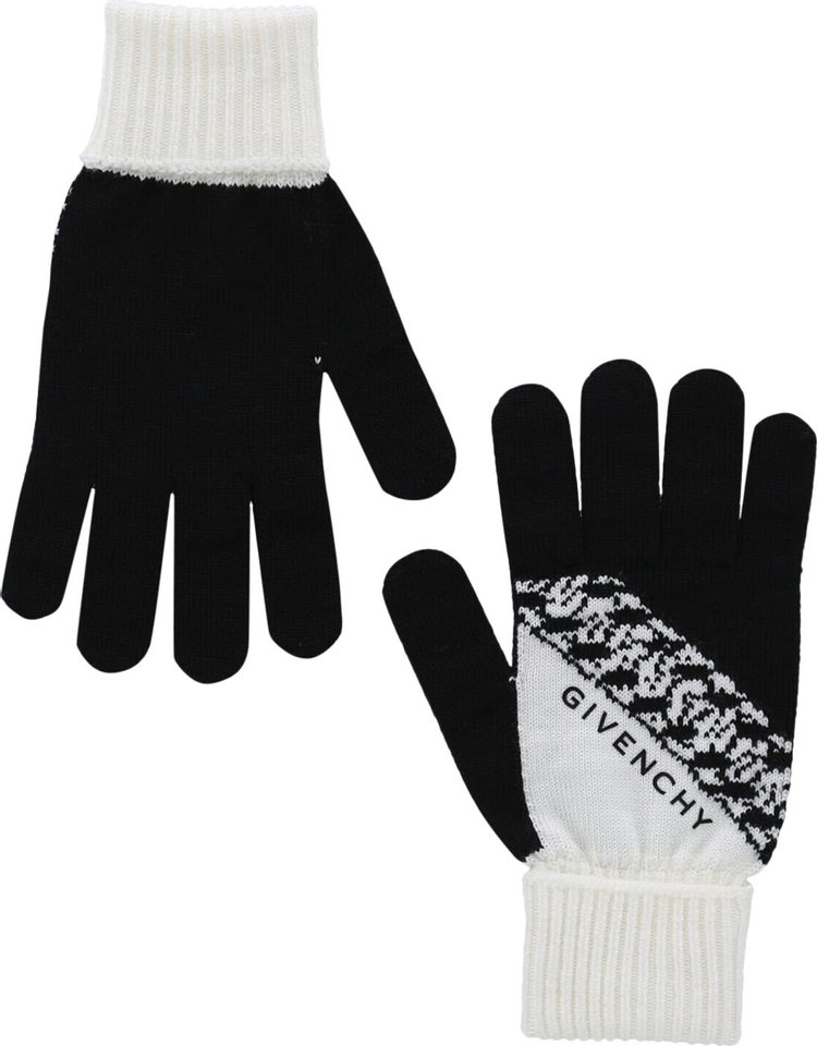 Givenchy Ribbed Logo Wool Gloves 'Black/White'