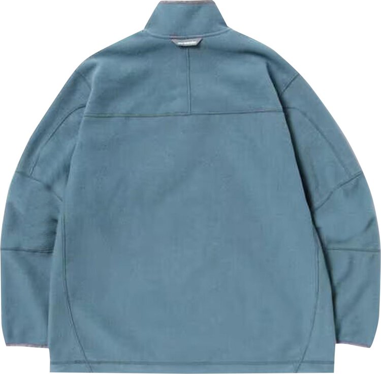 And Wander Wool Fleece Pullover Blue Grey