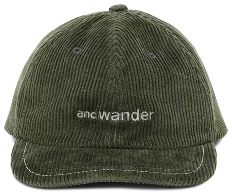 And Wander Corduroy Cap Green