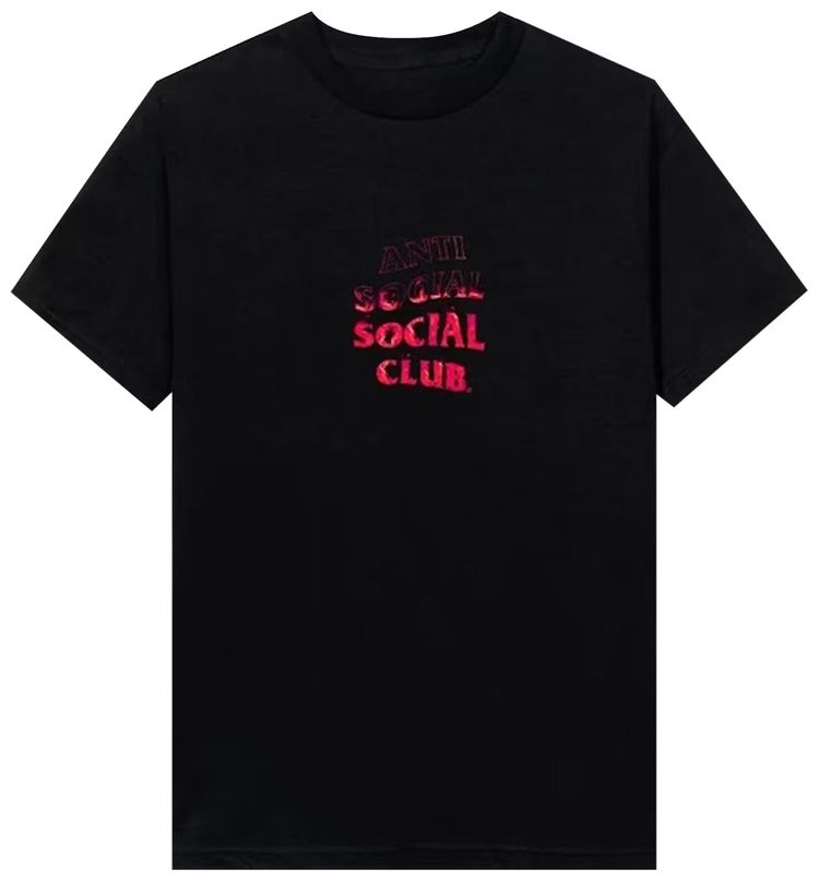 Anti Social Social Club Fire Inside Pink Flame Tee Black