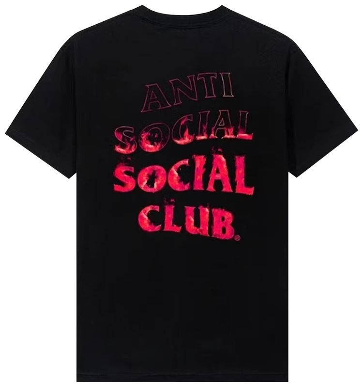 Anti Social Social Club Fire Inside Pink Flame Tee Black