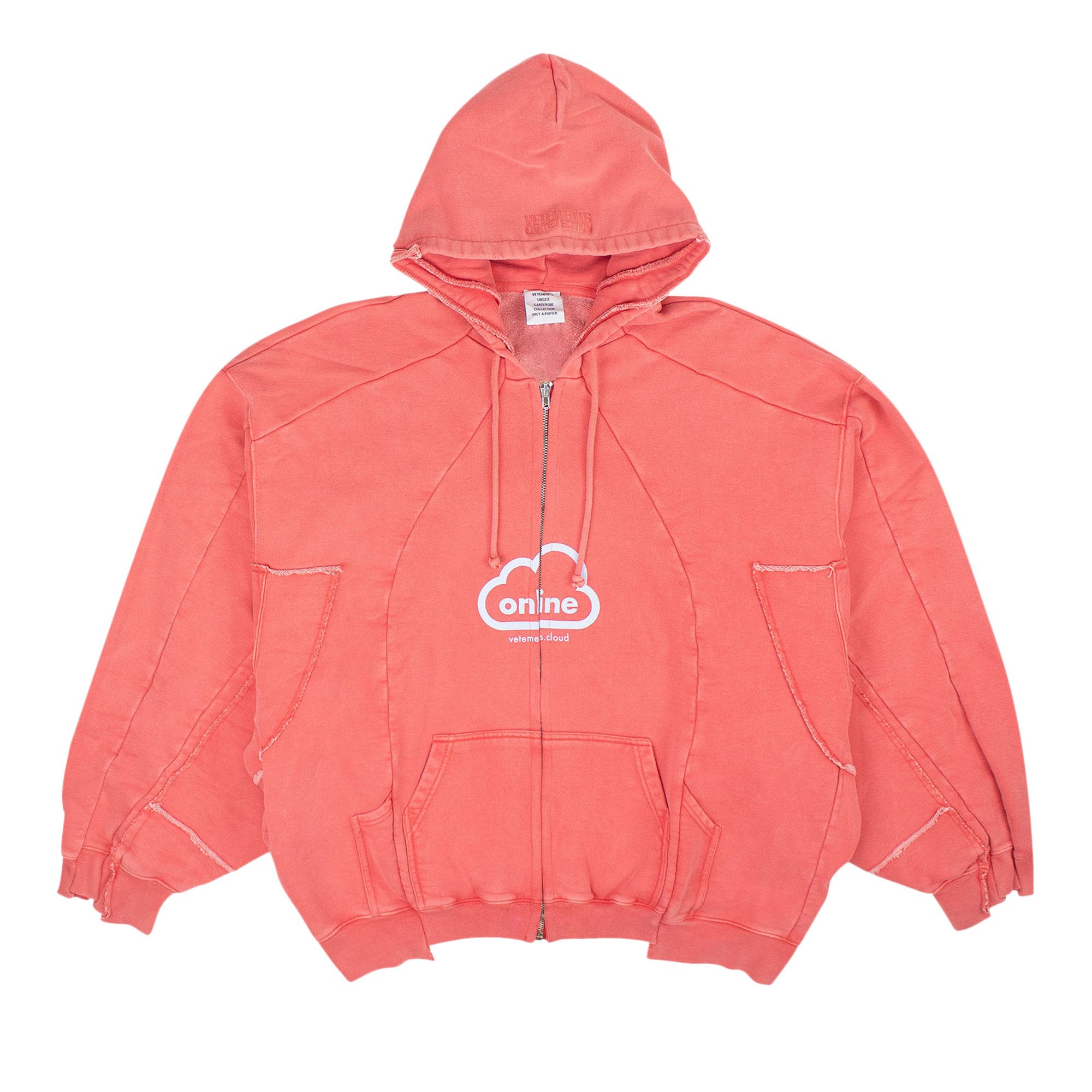 Buy Vetements Online Cut Up Zip Up Hoodie Red UE63HD280R RED GOAT