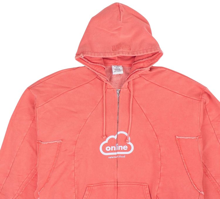 Vetements Online Cut Up Zip Up Hoodie Red