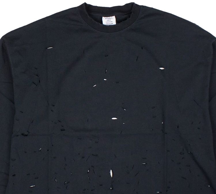 Vetements Destroyed Long Sleeve Black