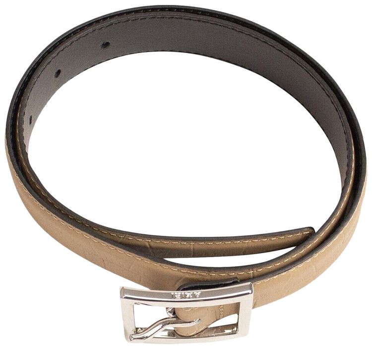 Amiri Embossed Croc Buckle Belt Beige