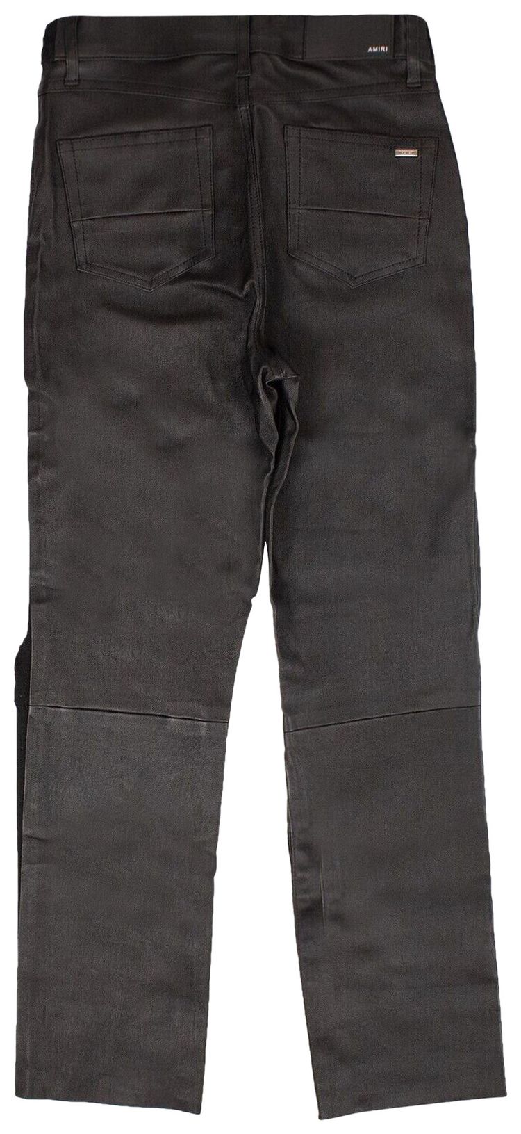 Amiri Cropped Straight Leather Denim Pants Black