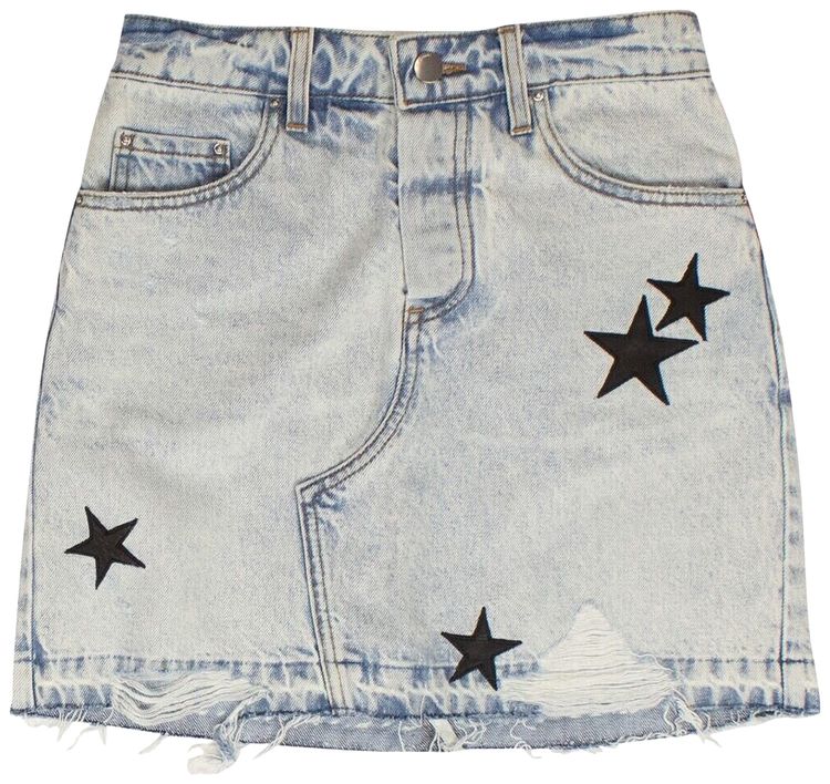 Amiri Star Denim Skirt Blue