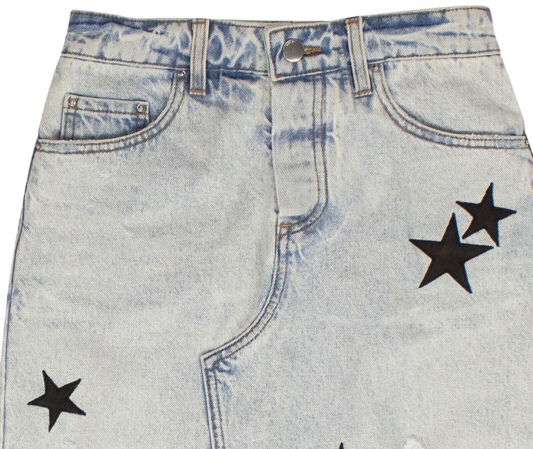 Amiri Star Denim Skirt Blue