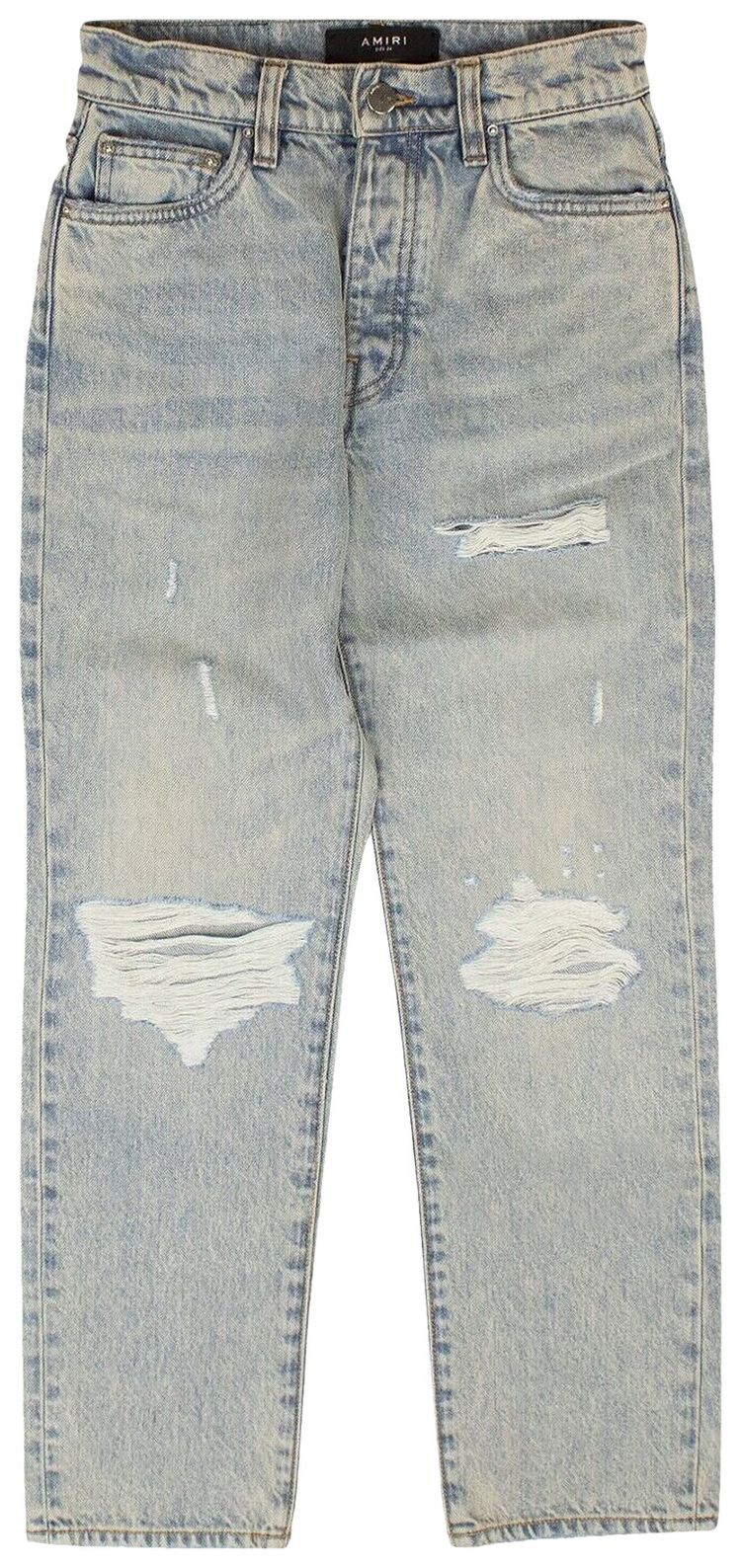 Amiri Cropped Straight Thrasher Jeans Blue