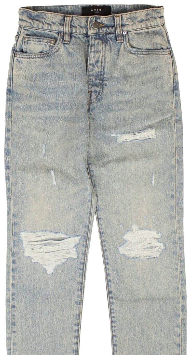 Amiri Cropped Straight Thrasher Jeans Blue