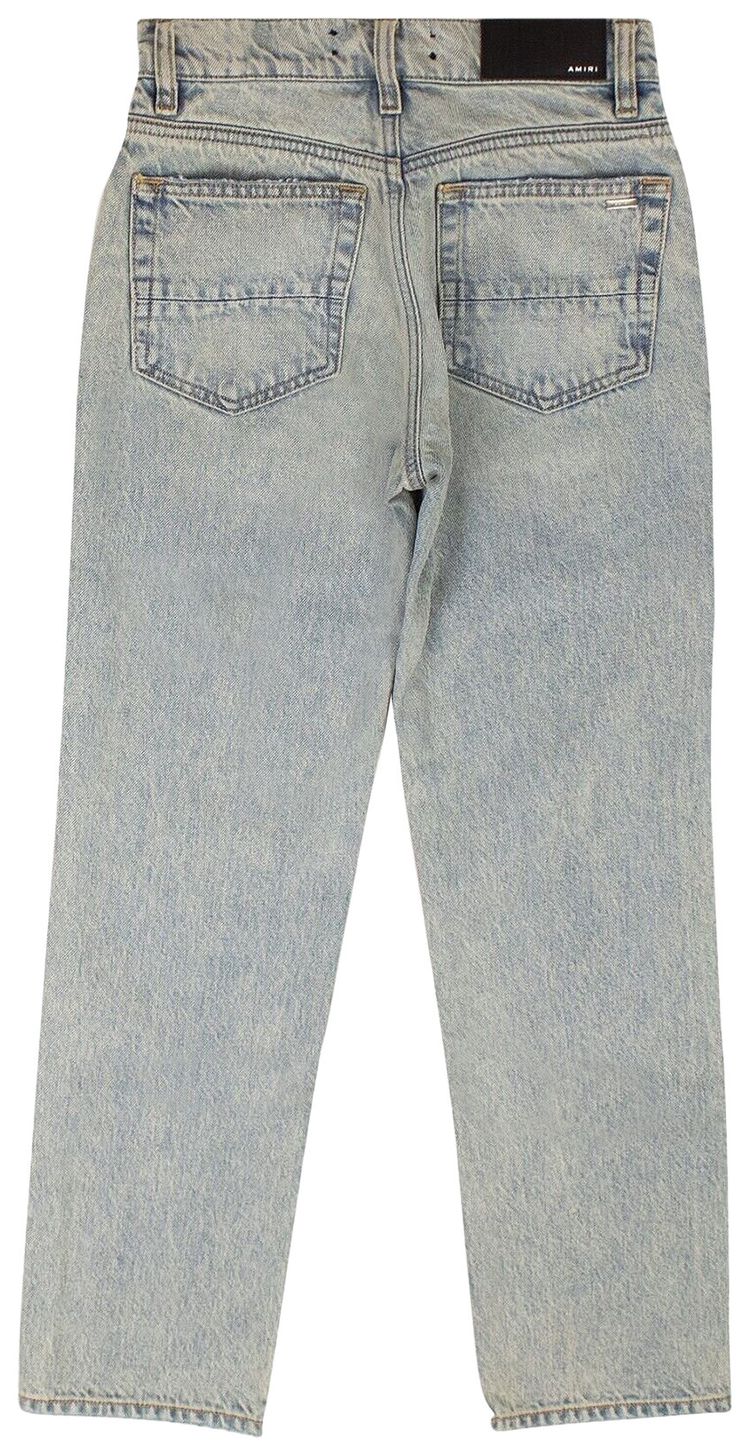 Amiri Cropped Straight Thrasher Jeans Blue