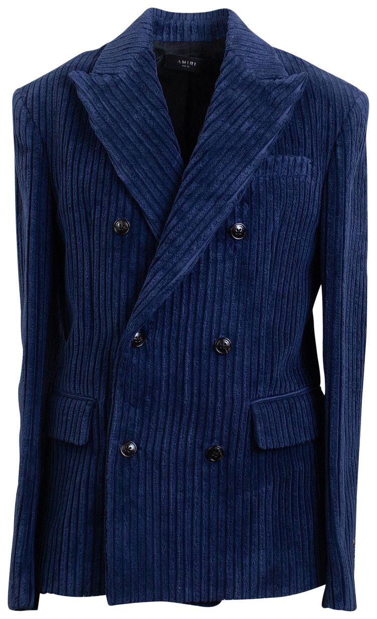 Amiri Corduroy Double Breasted Jacket Blue