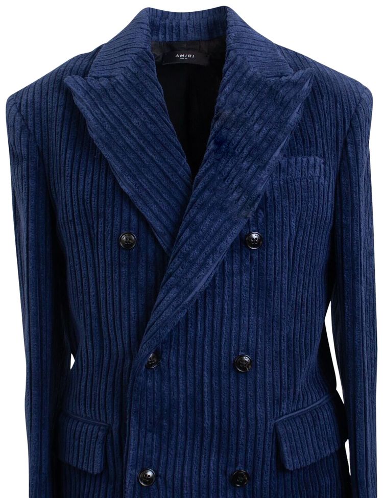 Amiri Corduroy Double Breasted Jacket Blue