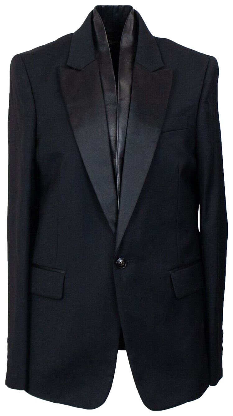 Amiri Leather Scarf Blazer Black