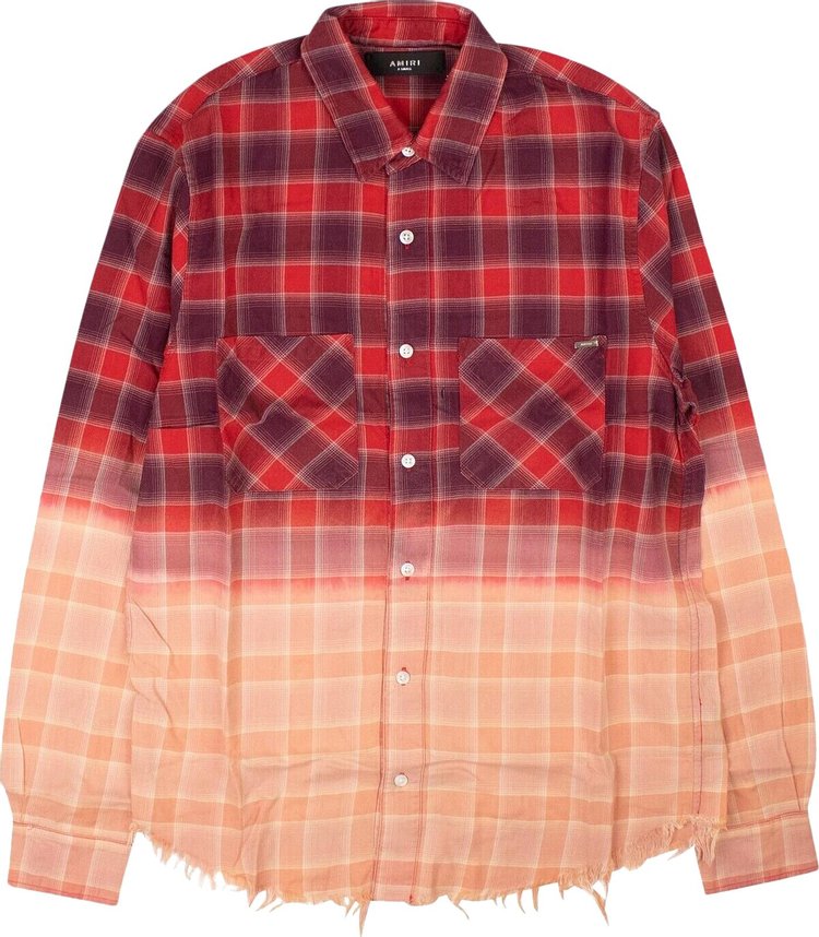 Buy Amiri Bleached Flannel Button Down Shirt 'Red' - MSL005 610 RED | GOAT