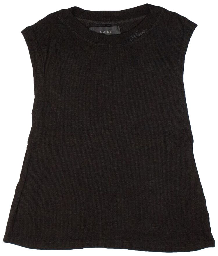 Amiri Ribbed Crop Muscle Jersey Tank Top Black