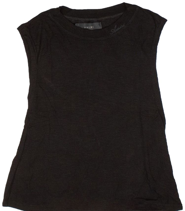 Amiri Ribbed Crop Muscle Jersey Tank Top Black