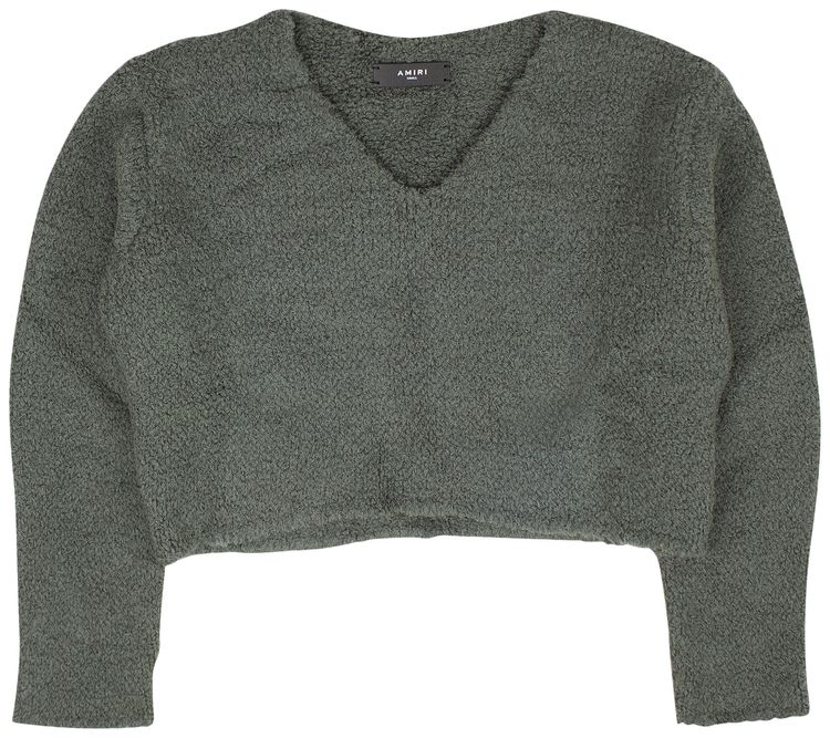 Amiri Cropped Boucle Sweater Green