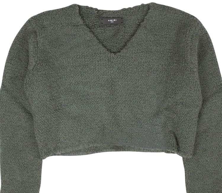 Amiri Cropped Boucle Sweater Green