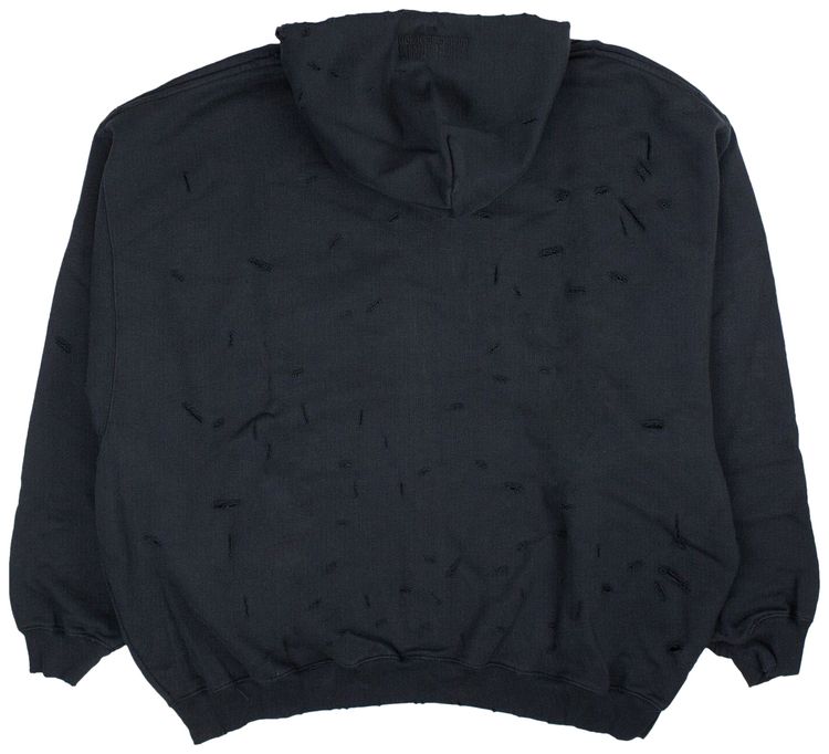 Vetements Ripped Zip Up Hoodie Black