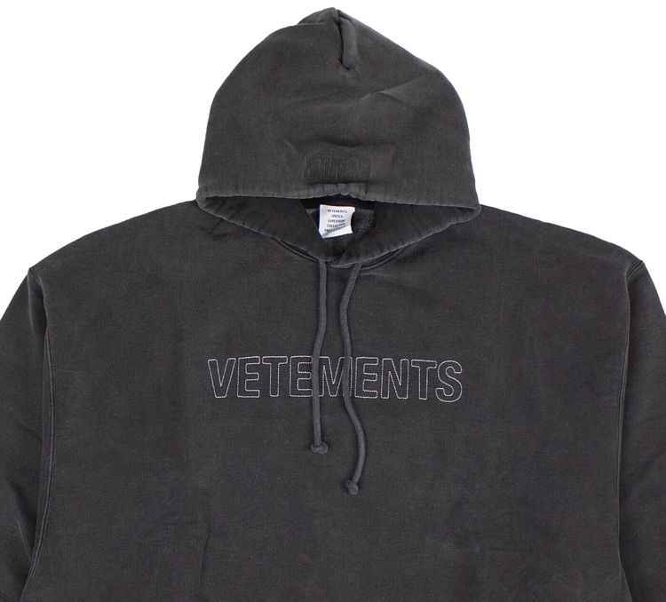 Vetements Faded Logo Outline Hoodie Black