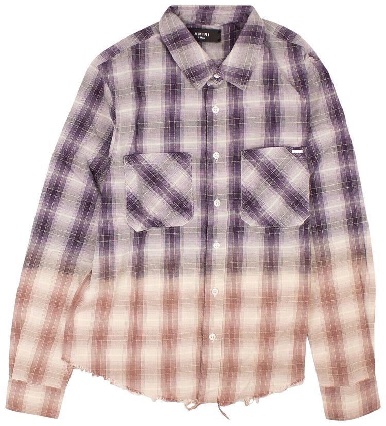 Amiri Ombre Lurex Plaid Top Purple