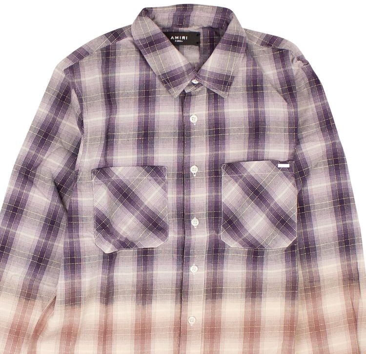 Amiri Ombre Lurex Plaid Top Purple