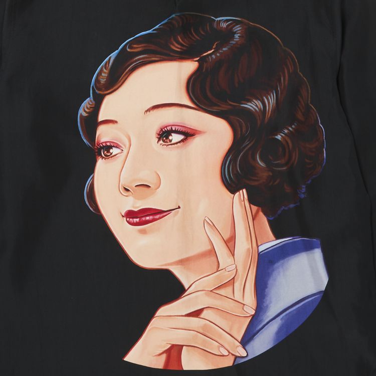 Yohji Yamamoto Printed Silk Shirt Black